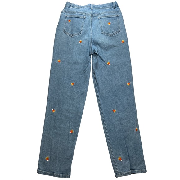 Quacker Factory Women Candy Corn Embroidered High Rise Straight Leg Jeans Size 8 - Picture 7 of 8